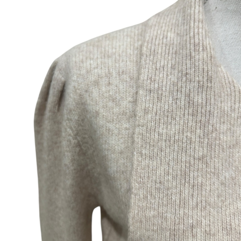 NWT FRNCH Paris perline creme knit button wool Cardigan Scarf puff sleeve medium - Picture 5 of 11